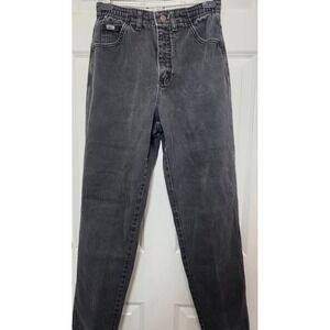 Lee Side Elastic Jeans Womens 4 Short Black Tapered Leg‎ High Rise Denim 350F101